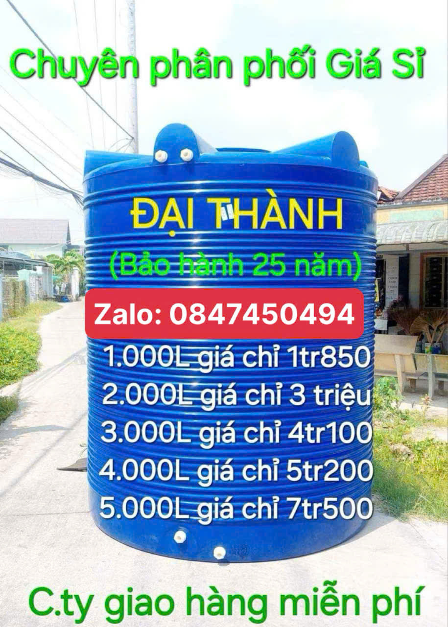 Bình nhựa 5000 lít đứng thế hệ mới thm tân á đại thành giao hàng miễn phí Toàn Quốc